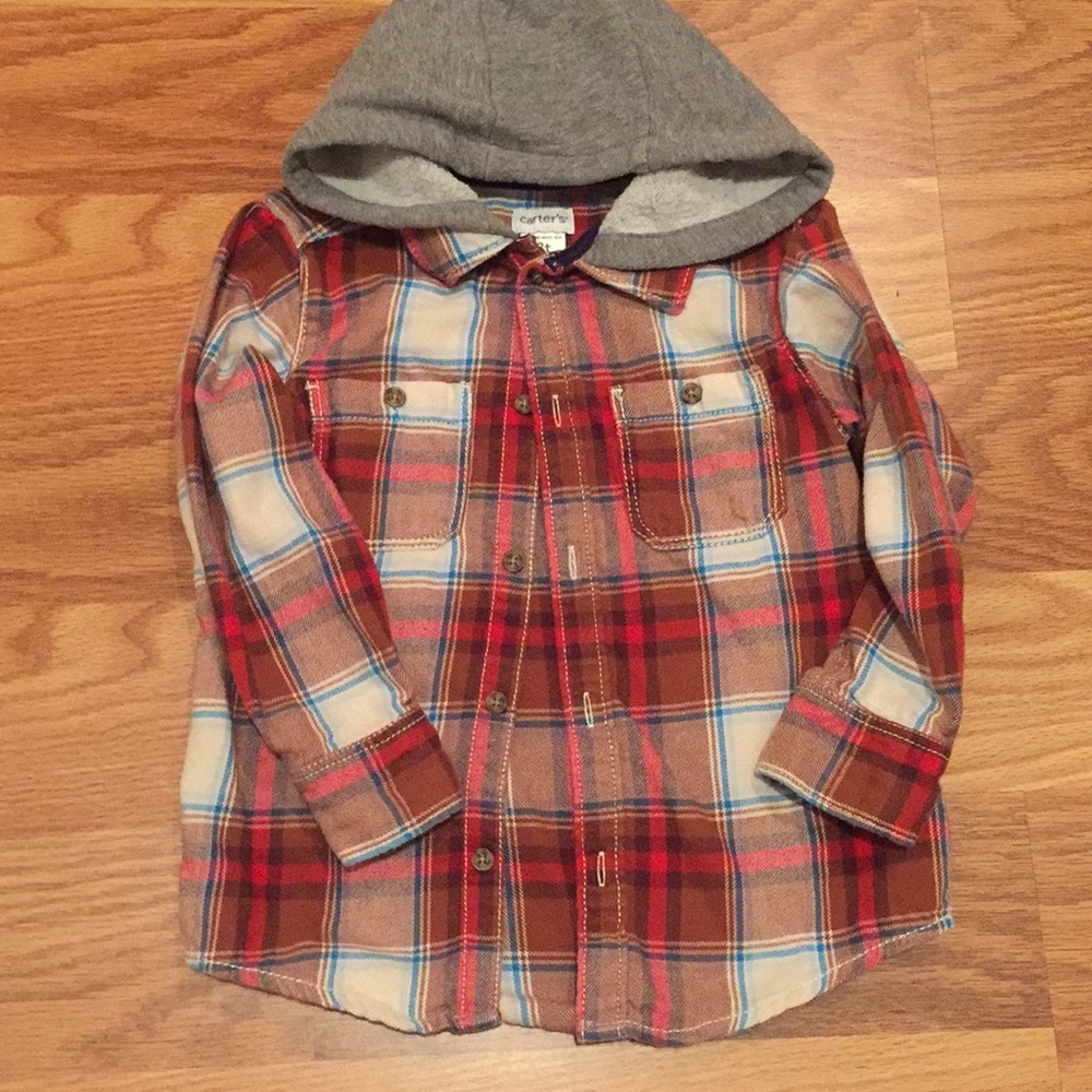 Carter's Flannel Plaid Hooded Button Down Shirt